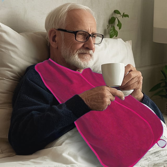 Adult Bib Eating Protector 160x35cm, Adjustable Hook Loop Closure for Elderly Disabled, Large Coverage Cotton Clothing Protector, Washable Reusable Mealtime Guard for Men Women Seniors Nursing Care