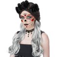 thumbnail image 4 of HOWAF Day of the Dead Headband Face Tattoo Gems Skeleton Tights Necklace Day of the Dead Costume Accessories for Women, Rose Floral Crown Headband Skeleton Halloween Temporary Tattoos Sugar Skull, 4 of 8