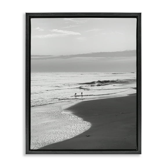 Stupell Industries Evening Beach Stroll Nautical & Beach Photography Black Floater Framed Canvas Art Print Wall Art, 17 x 21