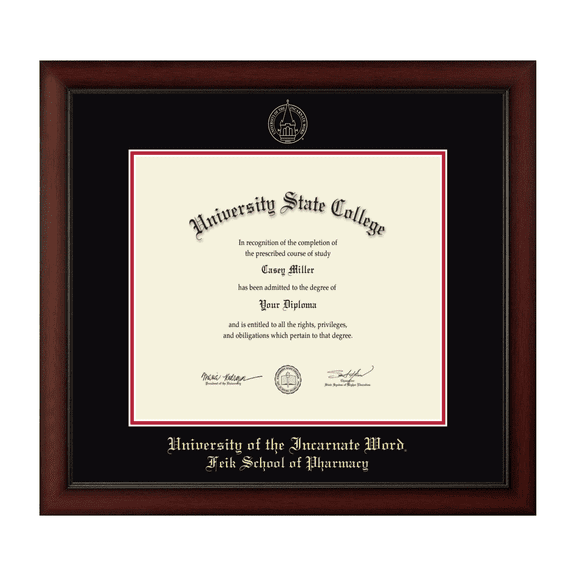 Framerly - UIW Pharmacy Diploma Frame with Black and Red Mat