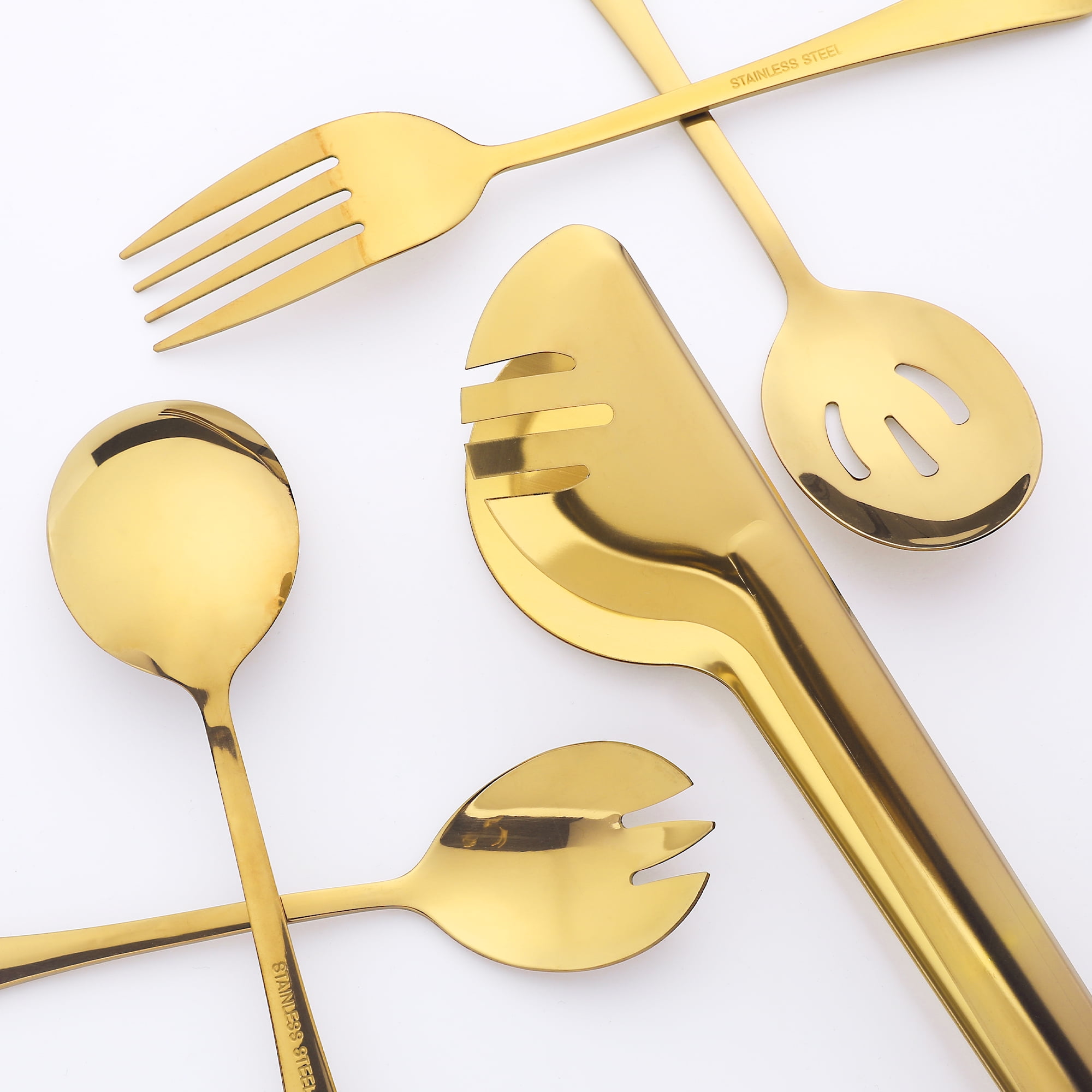 Unique Bargains Stainless Steel Flatware Cutlery Set for Kitchen Gold 10 Pcs