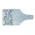 thumbnail image 1 of Evil Eye Cutting Board, Eye Shaped Round Ethnic Themed Vertical Wavy Lines Happiness Print, Decorative Tempered Glass Cutting and Serving Board, Wine Bottle Shape, Black Lilac Blue, by Ambesonne, 1 of 1