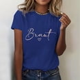 thumbnail image 2 of MIXUE Womens Summer Tops Letter Print Round Neck Short Sleeve Casual Fashion Shirts For Women Tee Shirts Activewear,Blue,M, 2 of 4