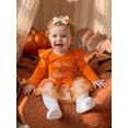 thumbnail image 4 of RUINIXCW Baby Girl First Halloween Outfit Fashion Long Sleeve Pumpkin Embroidery Tops with Tulle Skirt, Headband 3Pcs Fall Set, 4 of 9