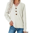 thumbnail image 1 of Honganda Women Loose Style Sweater, Solid Color Long Sleeve V-neck Knitwear,Women's Pullover Sweaters, 1 of 5