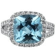 thumbnail image 4 of PEORA Swiss Blue Topaz Signature Ring for Women 925 Sterling Silver, Genuine Gemstone, Large 6.25 Carats Cushion Cut 11mm, Size 7, Engagement, Promise, Statement Ring, Jewelry Gift, w/Jewelry Box, 4 of 4