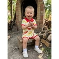 thumbnail image 5 of BemeyourBBs Newborn Baby Boys Crawfish Outfits Lobster Romper Short Sleeve Button Down Collar Crayfish Food Print Jumpsuit Cute Infant Summer Clothes, 5 of 9