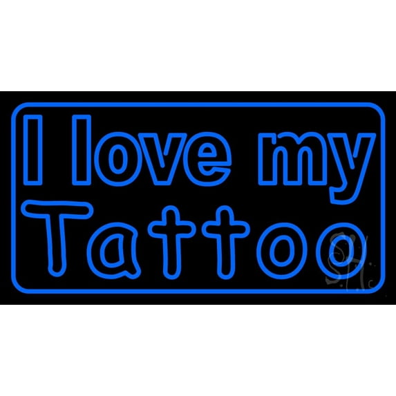 I Love My Tattoo LED Neon Sign 20" Tall x 37" Wide - inches Black Square Cut Acrylic Backing, with Dimmer - Premium built indoor Sign for Storefront, Store interior, Workshop, Studio.