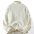 thumbnail image 2 of Miluxas Men's Stripe Knit Sweater, Crew Neck Pullover, Casual Long Sleeve Winter Warm Knitted Fashion Top White, 2 of 5