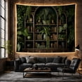 thumbnail image 6 of Vintage Bookshelf Scene with Botanical Greenery, Moody Dark Academia for Book Lovers, Botanical Wall Art Decor, Housewarming Gift Tapestry Wall Hanging for Home Library and Living Room, 6 of 7