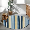 thumbnail image 4 of Round Rugs 4 Ft, Blue Yellow Striped Non Slip Area Rugs for Kitchen Bedroom Entryway, Farmhouse Stripes Vintage Washable Carpet Runner Rug Floor Mats for Bedroom Home Decor, 4 of 9