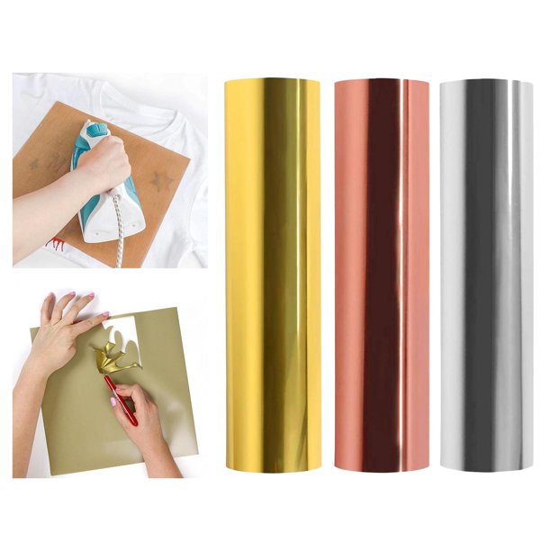 Paquete de 3 Planchas de Transferencia Cromadas para Planchar en Camiseta de Vinilo HTV X 39 Pulgadas BLESIY Rollos de vinilo de transferencia de calor de lámina