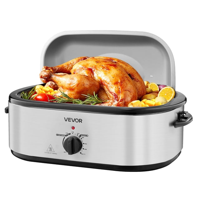 VEVOR Roaster Oven 22QT Electric Roasting Pan with Self-Basting Lid, 1450W Electric Roaster Oven with Defrost & Warm Function
