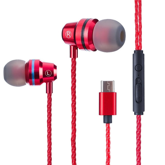 Type-C Port In-ear Super Bass type-c headphone In-ear Line Control Earphone Phone Headphone Microphone Wired Headset
