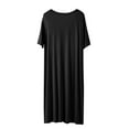 thumbnail image 5 of Feancey Nightdress for Women Loose Fit Casual Modal Nightgowns Summer Short Sleeve V Neck Sleep Dress Soft Lounge Sleepwear Today's Sales Clearance Black XXL, 5 of 9