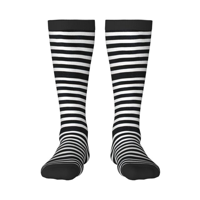 Balery Black And White Stripes Calcetines novedosos Calcetines deportivos Calcetines hasta la rodilla Calcetines de algodón Calcetines originales y geniales