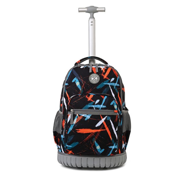 Mochila con ruedas para niños para niñas, niños y adolescentes. Roller Bookbag con ruedas, llamas, 19"