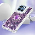 thumbnail image 3 of CCSmall for Motorola G 5G 2025 Case Clear Glitter Bling for Women, Flowing Liquid Quicksand Sparkly Cover with Diamond Ring Kickstand Case for Moto G 2025 LSZ Purple, 3 of 7