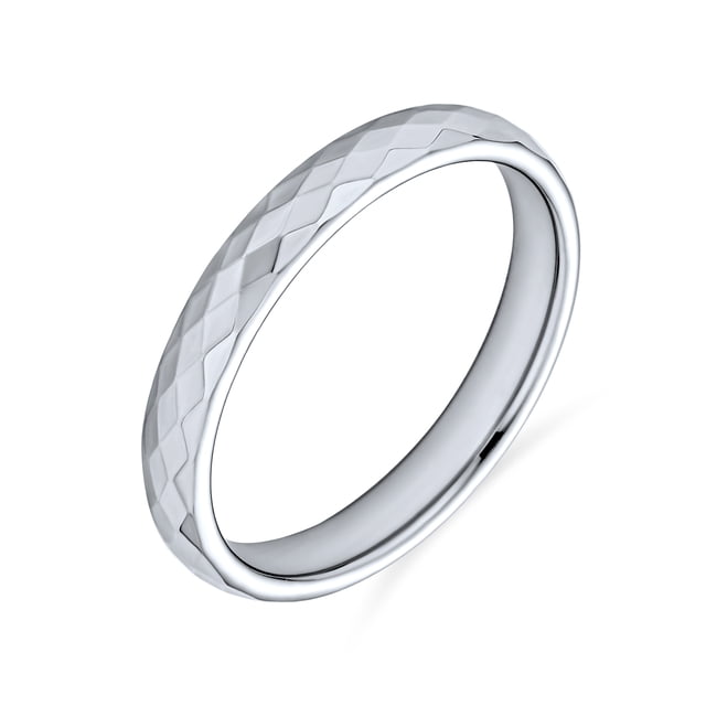 Couples Multi Faceted Prism Cut Titanium Wedding Band Rings for Men for Women Silver Tone Comfort Fit 3MM