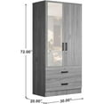 thumbnail image 5 of Woodpeckers Furniture and Mattress Mirrored 2 Door Wardrobe & 2 Drawers, 5 of 6