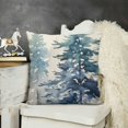 thumbnail image 2 of SHANXI  Winter Pillow Cover  Watercolor Teal Tree Snowflake Decoration Holiday Farmhouse Pillow Case Nature Forest Decor for Home Sofa Couch (Navy Blue)  22x22in, 2 of 5