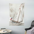 thumbnail image 1 of Vintage Tapestry, Illustration of a Retro View of Antique American Yacht with Flags Ocean, Wall Hanging for Bedroom Living Room Dorm Decor, 40W X 60L Inches, Light Grey Tan White, by Ambesonne, 1 of 2