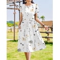thumbnail image 4 of Vestido casual Zeagoo con estampado floral Aline Midi con bolsillos para mujer, 4 of 6