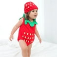 thumbnail image 2 of Mercatoo Toddler Girls Boys Set Sleeveless Fruit Print Crawling Suit Includes Hats 3Pcs Clothes Outfit Baby Home Clothing, 2 of 6
