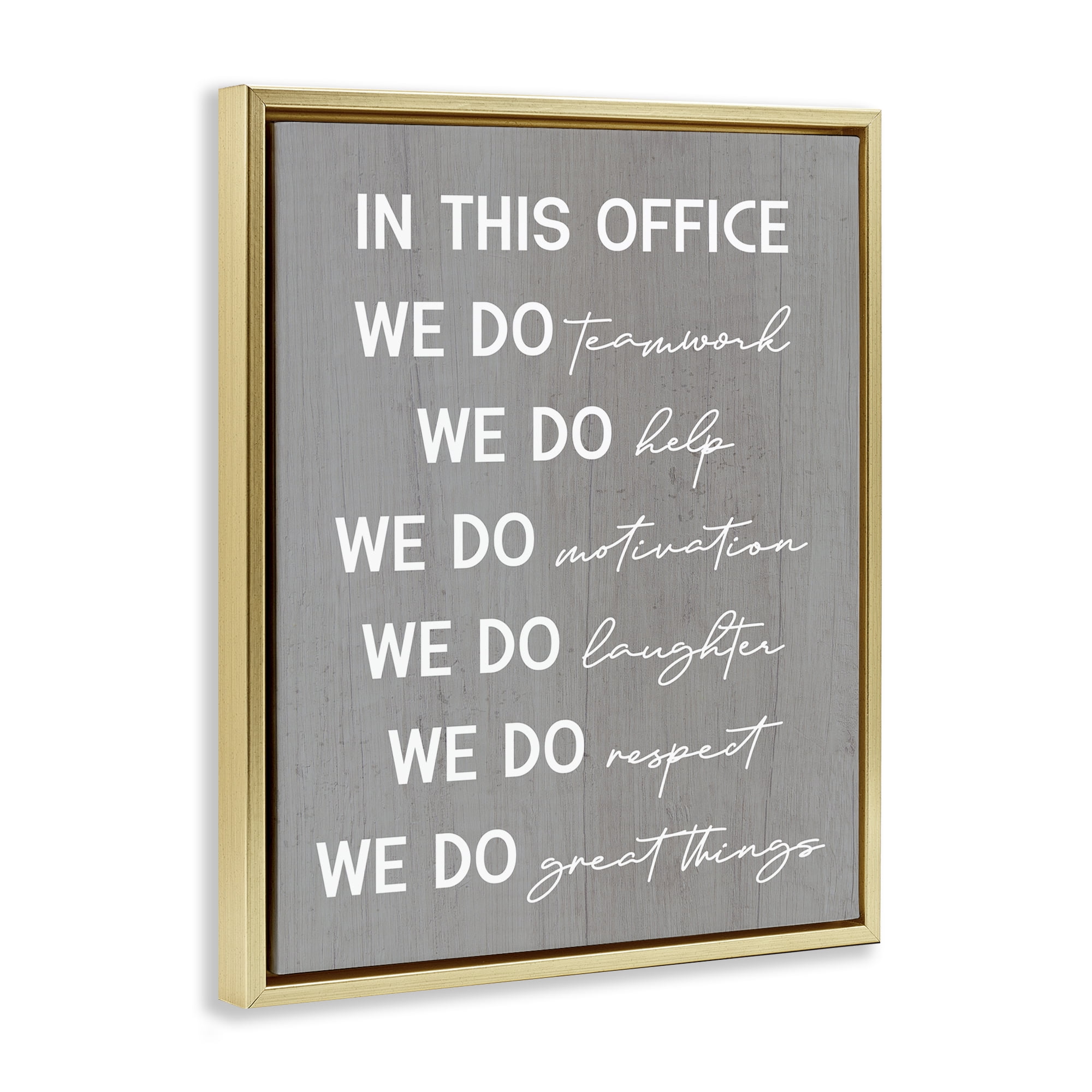 Stupell Industries Inspirational Office Phrases Text & Numbers Painting Gold Floater Framed Canvas Art Print Wall Art, 17 x 21