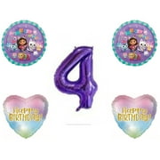 Gabby's Dollhouse 4th Fourth Birthday Party Balloons Decorations Cats Purple