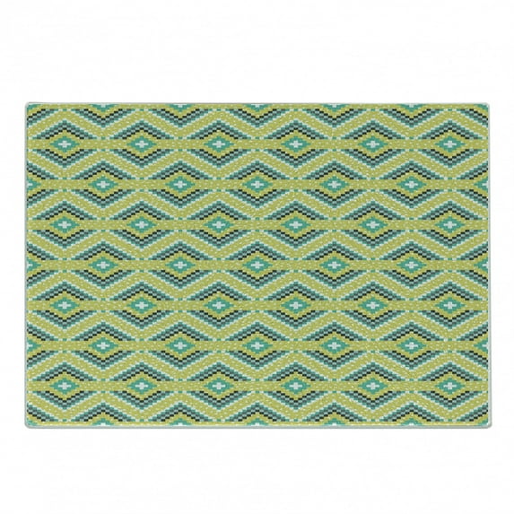 Aztec Cutting Board, Geometric Style Mosaic Tiles and Dots Pattern Motifs Classic Art, Decorative Tempered Glass Cutting and Serving Board, Small Size, Multicolor, by Ambesonne
