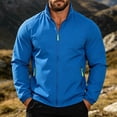 thumbnail image 2 of Plus Size Big & Tall Men's Windproof Waterproof Jacket Stand Collar Casual Tops Lightweight Breathable Rain Jacket Hiking Fishing Running Work Outdoors Travel Essential | JASKFLY,Blue 3XL, 2 of 9