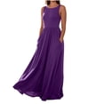 thumbnail image 6 of Bxsruta Womens Maxi Dress Casual Long Flowy Summer Sundress Sleeveless Crew Neck Pleated Dresses, 6 of 7