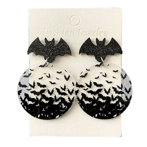 Fogun Acrylic Clear Ear Studs Halloween Bat Charm Earrings Stylish Party Gothic Ear Rings Ear Jewelry for Horror Festival