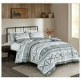 thumbnail image 2 of KriKac Zella 3-Piece Southwestern Geometric Motif Comforter Set - Multicolor Gray White Light Brown Printed Washed Microfiber Bedding, King, 2 of 9