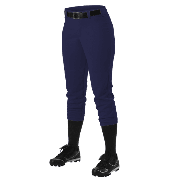 Alleson Athletic Girls' X-Large (29-31" W) Athletic Fast Pitch Softball Belt Loop Pants, Navy