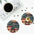 thumbnail image 5 of Disketp Vintage American Flag Elephant Funny Coasters,6 Pcs Leather Coasters with Holder, Perfect Housewarming Hostess Gifts,Protect Furniture from Water Marks Scratch and Damage,Round Shape, 5 of 7