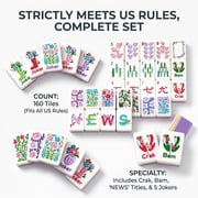 4 Layer Mahjong Tiles American Mahjong Tile Set 160 Acrylic Layered Mahjong Tiles with Clear Engraving and Carrying Bag for Home Travel Game Nights