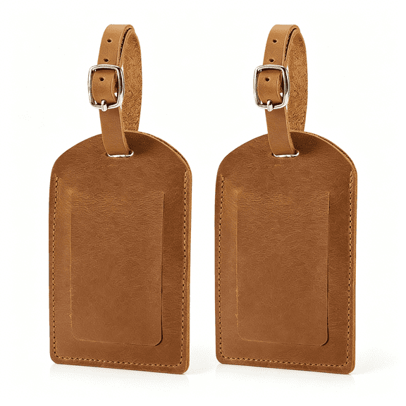 AOMRCOL Genuine Leather Luggage Tag for Suitcases Id Tags Bag Tags for Luggage (2 Pack)