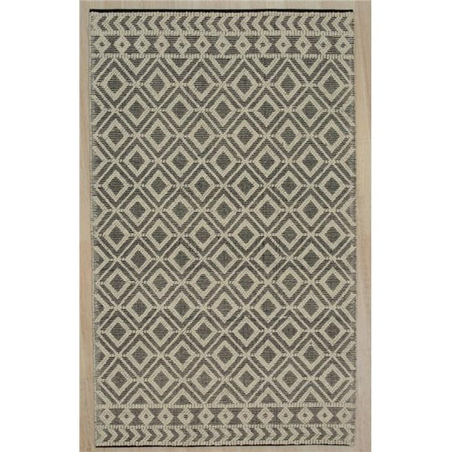 EORC FW14BK5X8 5 x 8 ft. Durrie Killim Contemporary Hand Woven Wool Area Rug, Black