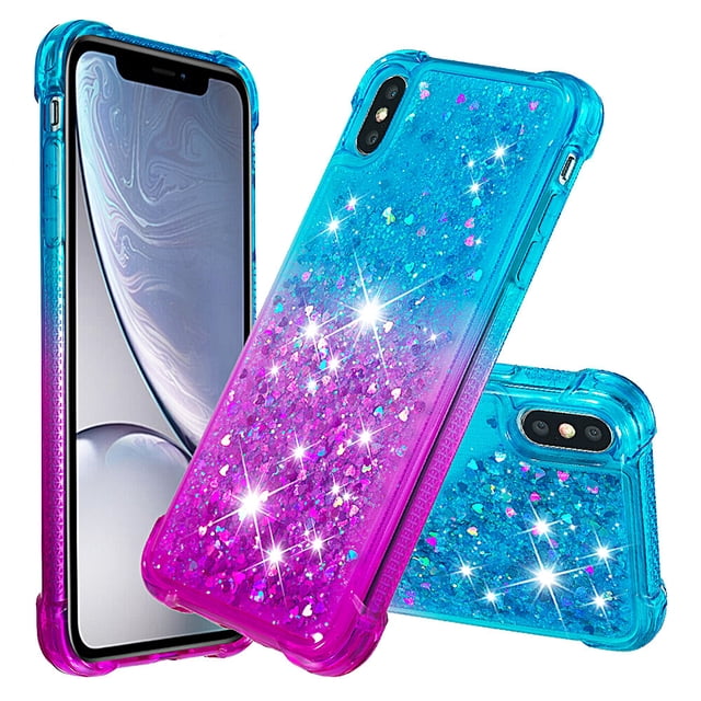 Funda para iPhone Xs Max Transparente con Brillos Carcasa Protectora Antigolpes con Glitter Brillante