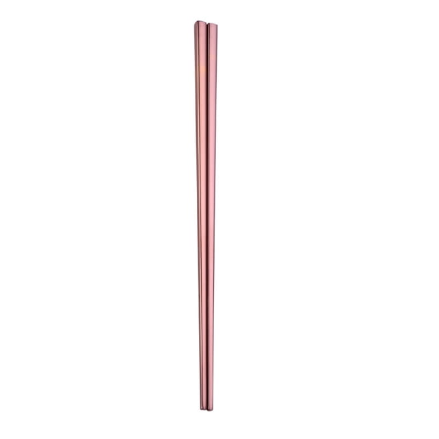 Une Paire de Baguettes en Acier Inoxydable Électroplaquées Carrées Réutilisables (23cm, Or Rose)