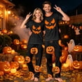 thumbnail image 6 of Family Halloween Pajamas Matching Sets, Black Jack‑o‑Lantern Face Soft Short Sleeve Top and Long Pants Halloween Pajamas for Family, 2 Piece Holiday Sleepwear Halloween Family Pjs Set, 6 of 7