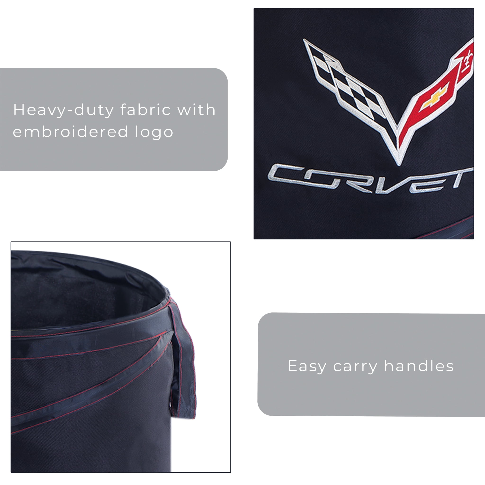 Corvette Pop-up Spiral Laundry Hamper Bag - Holds 2 Loads - 15 x 25 inch - Black - Corvette