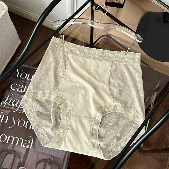 Women's Elongated Crotch Plus Size Belly Cinching High Waisted Breathable Briefs Silk Long Underwear Women Women's Panties Underwear Women Bulk Lane plus Size Panties for Women High Cut Underwear