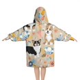 thumbnail image 2 of Corgi Dog and Flower Florals Blanket Hoodies for Kids 6-13YR Oversize Wearable Blanket Hoodies for Boys Girls Teens, 2 of 7