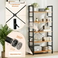 thumbnail image 5 of Atilioo 5 Tier Bookcase, 62" Tall Bookshelf, Wooden Storage Organizer with Adjustable Shelves for Living Room, Home Office, Kitchen, Rustic Brown, 5 of 11