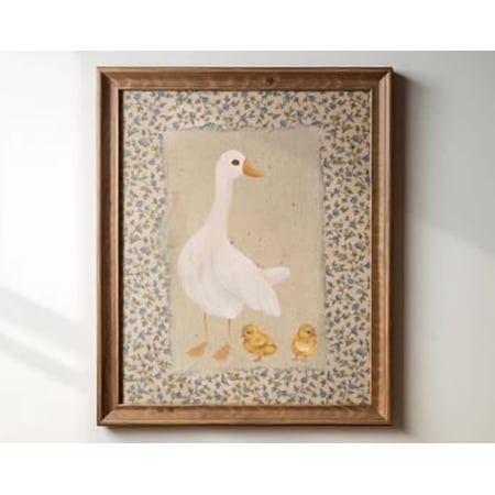 Kiloa Vintage Mother Duck Cottagecore Nursery Wall Art Poster, 8x12 UNFRAMED