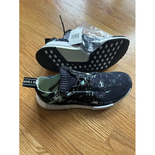 New Adi - das NMD R1 Prime Knit Black White Green Mens Casual Running Shoes Size 8