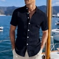 thumbnail image 2 of CONZONE Mens Buttons Down Shirts Short Sleeve Shirts for Men Trendy Solid Color Slim Soft Lightweight Summer Tops, 2 of 7